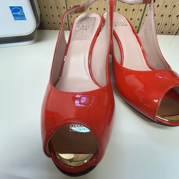 Stuart Weitzman Red Peep Toe Heels - Picture 3 of 5